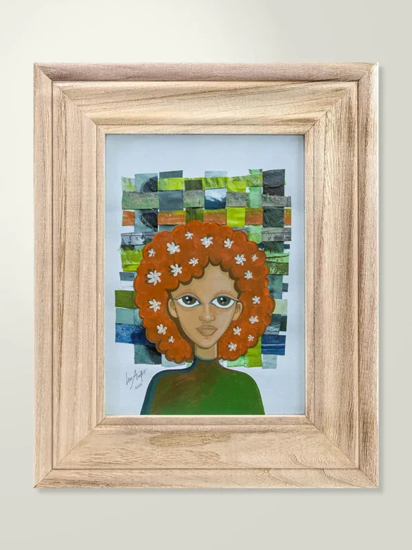 FRAMED MIXED MEDIA PAINTING ON PAPER — “BLOOMING MEMORY”