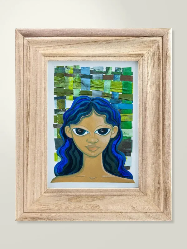 FRAMED MIXED MEDIA PAINTING ON PAPER — “WOVEN SOUL ”